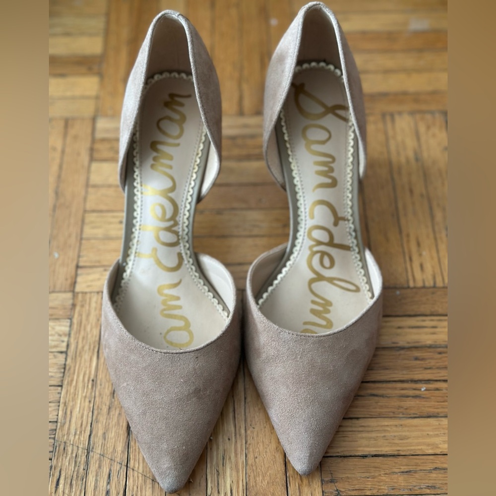 Sam Edelman Tan Heels with Pointed Toe and d'Orsay Design